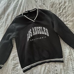 Letter Graphic Contrast Trim Drop Shoulder Sweatshirt